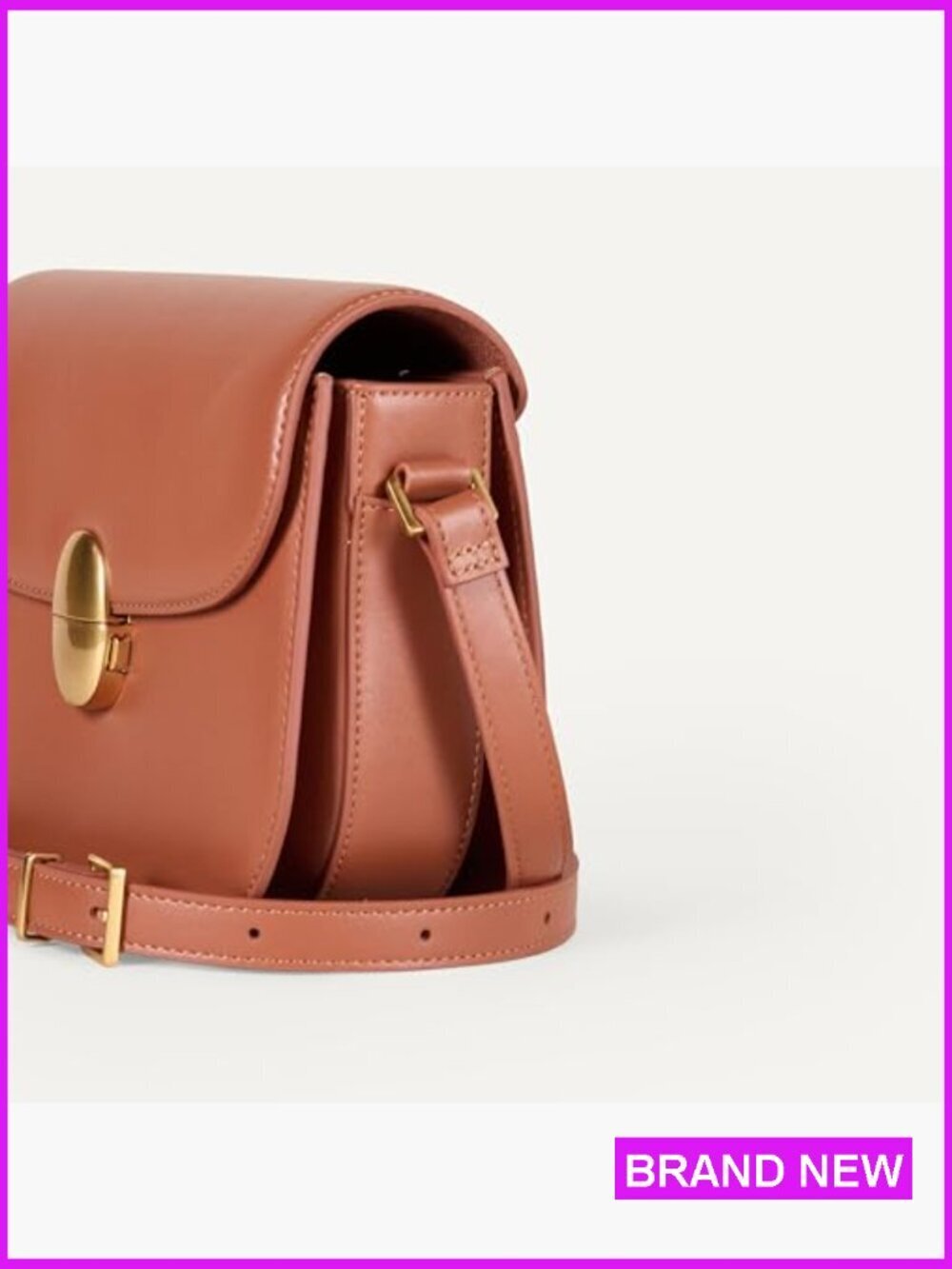 Vegan Leather Crossbody Flap Bag with Adjustable Strap Minimal Chic - Picture 4 of 7